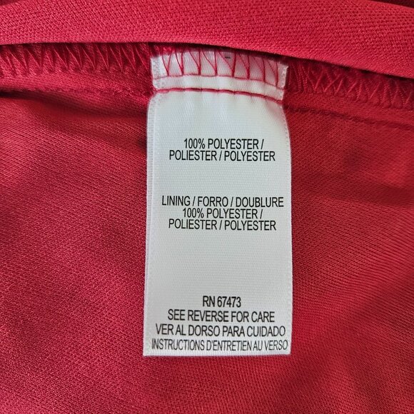 Maison Tara Womens Size 10 Red Floral Long Sheer Sleeve Tiered Ruffle Mini Dress - Picture 12 of 12